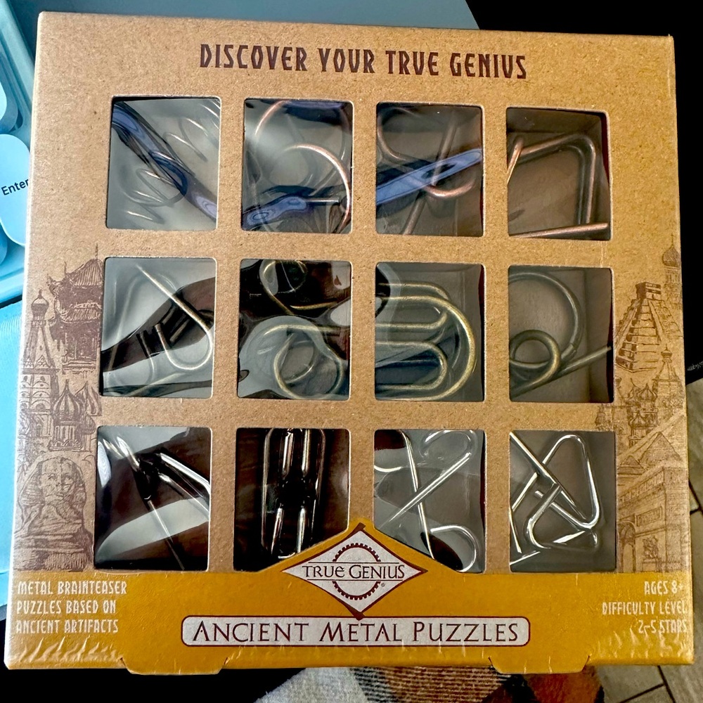 Project Genius Ancient Metal Puzzles 12 pieces - Brain Teasers 3D Puzzles 🧠 🧩